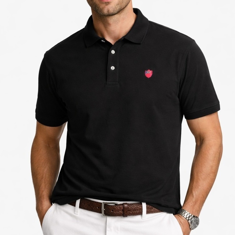 Polo Golf Ralph Lauren Shirt Men XL Black Solid Regular Fit 90s Pima Cotton Logo
